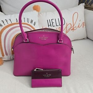NWT Kate Spade medium dome Magenta Satchel & matching wallet bundle